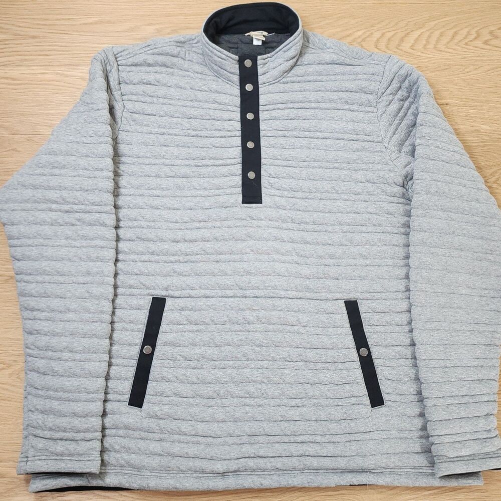 Men Duluth Trading Flintlock 1/4 Snap Button Gray Pullover Sweatshirt 3XL Big